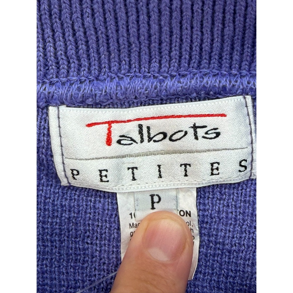 NWT Talbots Petites Women 100% Cotton Sweater Blue Made in USA Size Petite - Picture 9 of 12